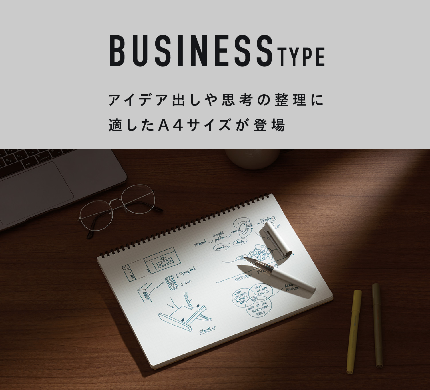 Business Type アイデア出しや思考の整理に適したA4サイズが登場