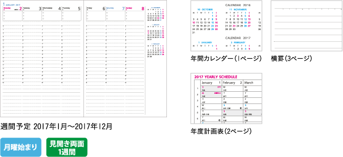 商品ラインアップ コクヨ ダイアリー17 商品情報 コクヨ ステーショナリー